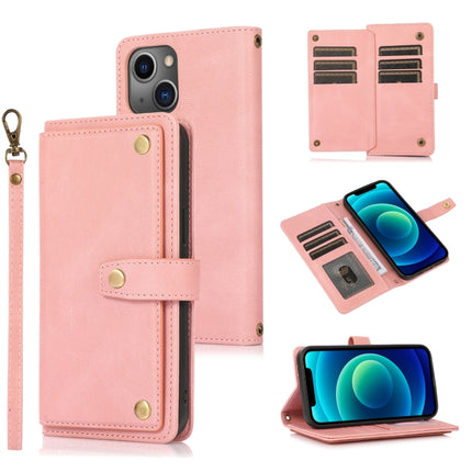 PU + TPU Horizontal Flip Leather Case with Holder & Card Slot & Wallet & Lanyard For iPhone 13(Pink)-garmade.com