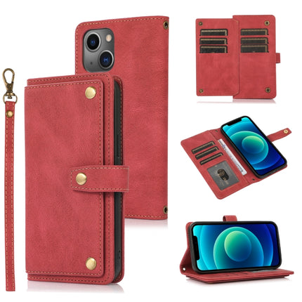 PU + TPU Horizontal Flip Leather Case with Holder & Card Slot & Wallet & Lanyard For iPhone 13(Wine Red)-garmade.com