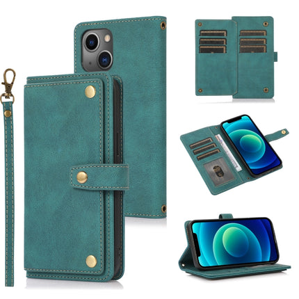 PU + TPU Horizontal Flip Leather Case with Holder & Card Slot & Wallet & Lanyard For iPhone 13(Lake Blue)-garmade.com