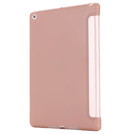 For iPad 10.2 2021 / 2020 / 2019 GEBEI Shockproof Horizontal Flip Leather Case with Three-folding Holder(Rose Gold)-garmade.com