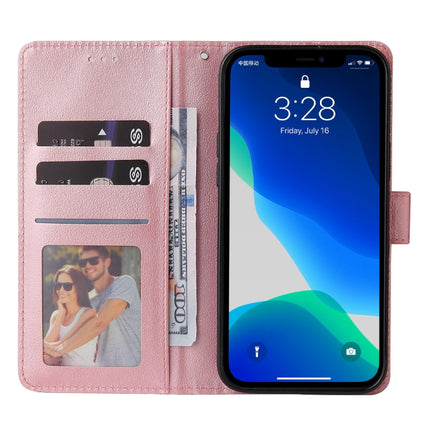 Multifunctional Horizontal Flip Leather Case, with Three Card Slot & Holder & Double Zip Wallett & Photo Frame & Lanyard For iPhone 13 mini(Rose Gold)-garmade.com