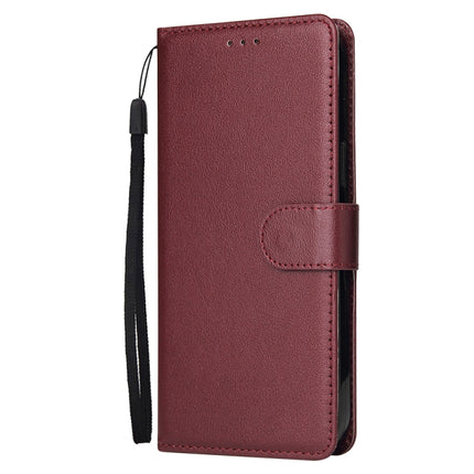 Multifunctional Horizontal Flip Leather Case, with Three Card Slot & Holder & Double Zip Wallett & Photo Frame & Lanyard For iPhone 13 mini(Red Wine)-garmade.com