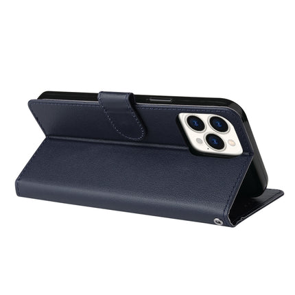 Multifunctional Horizontal Flip Leather Case, with Three Card Slot & Holder & Double Zip Wallett & Photo Frame & Lanyard For iPhone 13 mini(Navy)-garmade.com