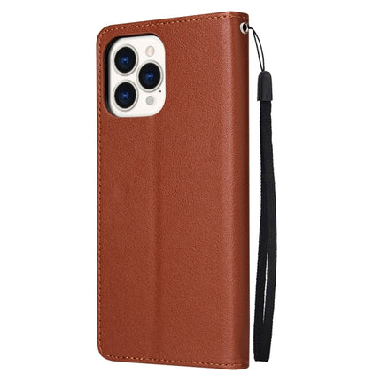 Multifunctional Horizontal Flip Leather Case, with Three Card Slot & Holder & Photo Frame & Lanyard For iPhone 13(Brown)-garmade.com