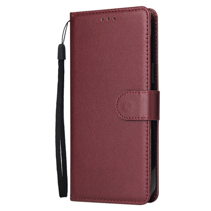 Multifunctional Horizontal Flip Leather Case, with Three Card Slot & Holder & Photo Frame & Lanyard For iPhone 13(Red Wine)-garmade.com