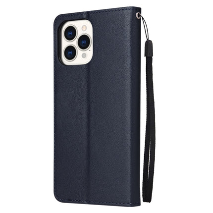 Multifunctional Horizontal Flip Leather Case, with Three Card Slot & Holder & Photo Frame & Lanyard For iPhone 13(Navy)-garmade.com