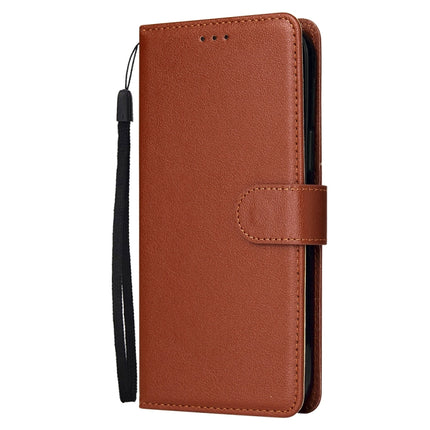 Multifunctional Horizontal Flip Leather Case, with Three Card Slot & Holder & Double Zip Wallett & Photo Frame & Lanyard For iPhone 13 Pro(Brown)-garmade.com