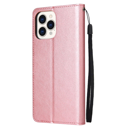 Multifunctional Horizontal Flip Leather Case, with Three Card Slot & Holder & Double Zip Wallett & Photo Frame & Lanyard For iPhone 13 Pro(Rose Gold)-garmade.com