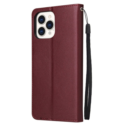 Multifunctional Horizontal Flip Leather Case, with Three Card Slot & Holder & Double Zip Wallett & Photo Frame & Lanyard For iPhone 13 Pro(Red Wine)-garmade.com