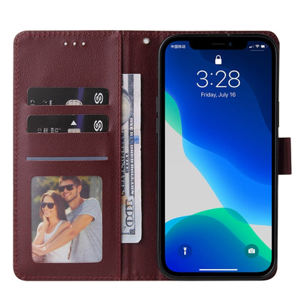 Multifunctional Horizontal Flip Leather Case, with Three Card Slot & Holder & Double Zip Wallett & Photo Frame & Lanyard For iPhone 13 Pro(Red Wine)-garmade.com