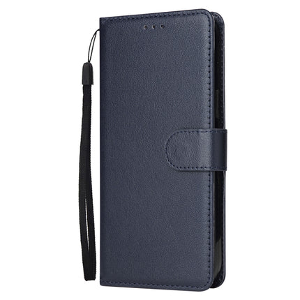 Multifunctional Horizontal Flip Leather Case, with Three Card Slot & Holder & Double Zip Wallett & Photo Frame & Lanyard For iPhone 13 Pro(Navy)-garmade.com