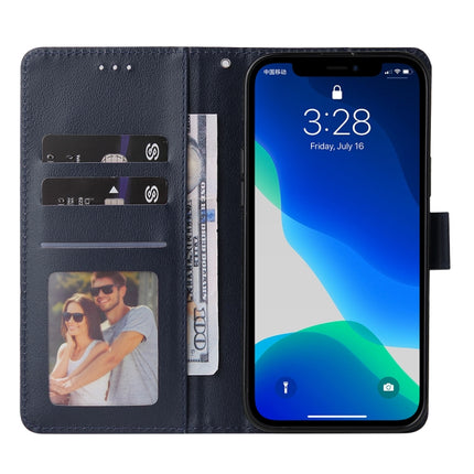 Multifunctional Horizontal Flip Leather Case, with Three Card Slot & Holder & Double Zip Wallett & Photo Frame & Lanyard For iPhone 13 Pro(Navy)-garmade.com