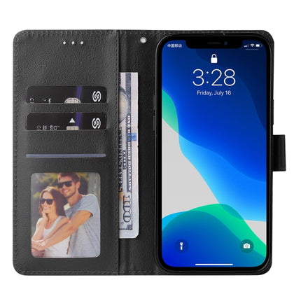 Multifunctional Horizontal Flip Leather Case, with Three Card Slot & Holder & Double Zip Wallett & Photo Frame & Lanyard For iPhone 13 Pro Max(Black)-garmade.com