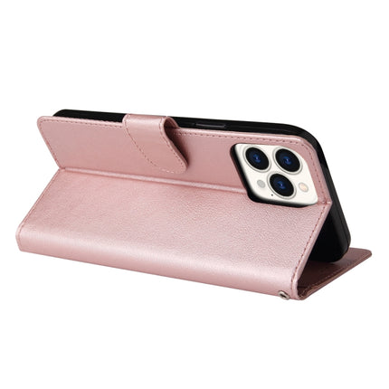 Multifunctional Horizontal Flip Leather Case, with Three Card Slot & Holder & Double Zip Wallett & Photo Frame & Lanyard For iPhone 13 Pro Max(Rose Gold)-garmade.com