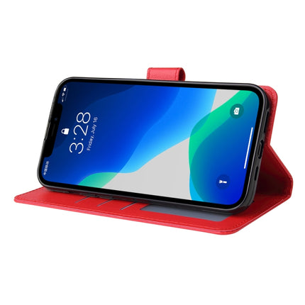 Multifunctional Horizontal Flip Leather Case, with Three Card Slot & Holder & Double Zip Wallett & Photo Frame & Lanyard For iPhone 13 Pro Max(Red)-garmade.com