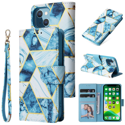 Marble Bronzing Stitching Horizontal Flip PU Leather Case with Holder & Card Slots & Wallet & Photo Frame For iPhone 13 mini(Blue)-garmade.com