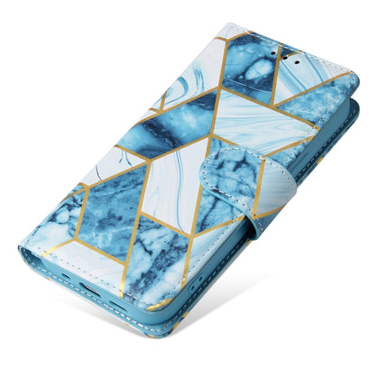 Marble Bronzing Stitching Horizontal Flip PU Leather Case with Holder & Card Slots & Wallet & Photo Frame For iPhone 13(Blue)-garmade.com