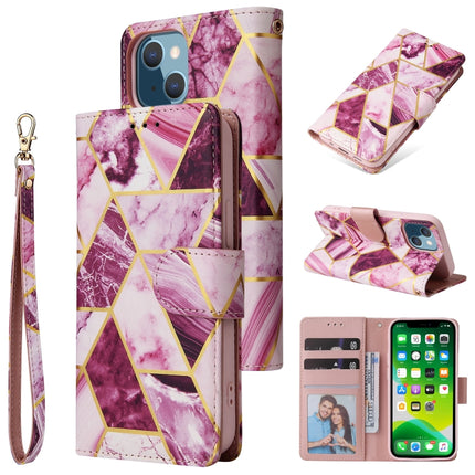 Marble Bronzing Stitching Horizontal Flip PU Leather Case with Holder & Card Slots & Wallet & Photo Frame For iPhone 13(Purple)-garmade.com