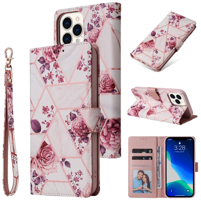Marble Bronzing Stitching Horizontal Flip PU Leather Case with Holder & Card Slots & Wallet & Photo Frame For iPhone 13 Pro(Rose Gold)-garmade.com