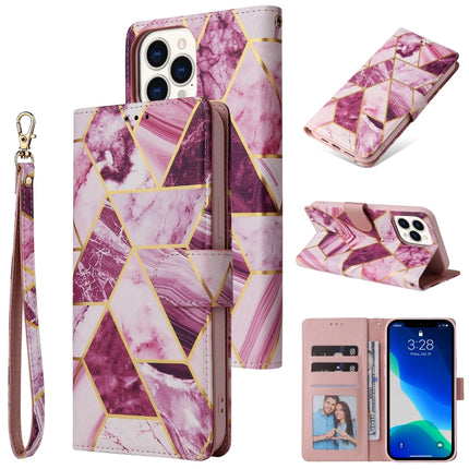 Marble Bronzing Stitching Horizontal Flip PU Leather Case with Holder & Card Slots & Wallet & Photo Frame For iPhone 13 Pro(Purple)-garmade.com