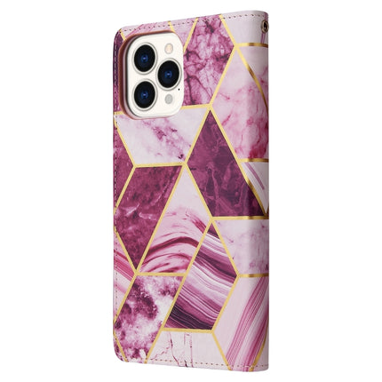 Marble Bronzing Stitching Horizontal Flip PU Leather Case with Holder & Card Slots & Wallet & Photo Frame For iPhone 13 Pro(Purple)-garmade.com