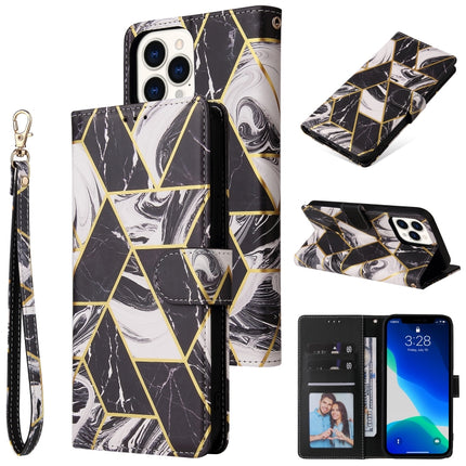 Marble Bronzing Stitching Horizontal Flip PU Leather Case with Holder & Card Slots & Wallet & Photo Frame For iPhone 13 Pro Max(Black)-garmade.com