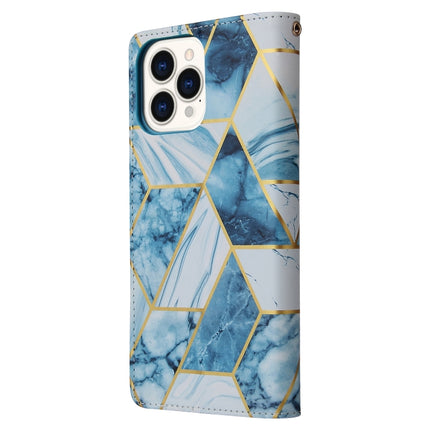Marble Bronzing Stitching Horizontal Flip PU Leather Case with Holder & Card Slots & Wallet & Photo Frame For iPhone 13 Pro Max(Blue)-garmade.com