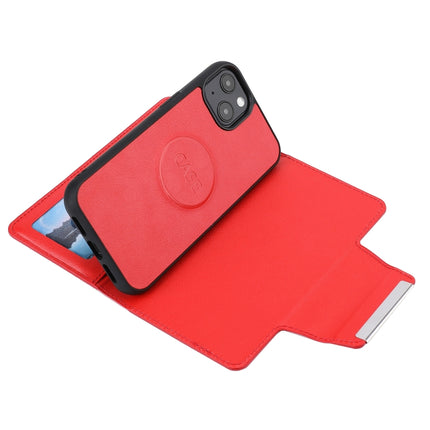 Ultra-thin Separable Magnetic Horizontal Flip Leather Case with Card Slot & Wallet For iPhone 13(Red)-garmade.com