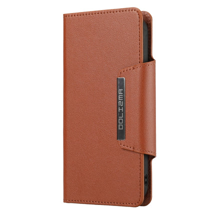 Ultra-thin Separable Magnetic Horizontal Flip Leather Case with Card Slot & Wallet For iPhone 13(Brown)-garmade.com