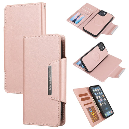 Ultra-thin Separable Magnetic Horizontal Flip Leather Case with Card Slot & Wallet For iPhone 13 Pro(Pink)-garmade.com