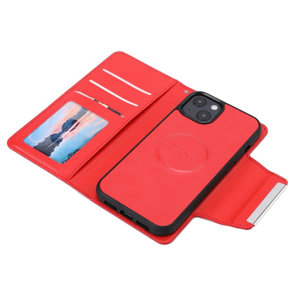 Ultra-thin Separable Magnetic Horizontal Flip Leather Case with Card Slot & Wallet For iPhone 13 Pro(Red)-garmade.com