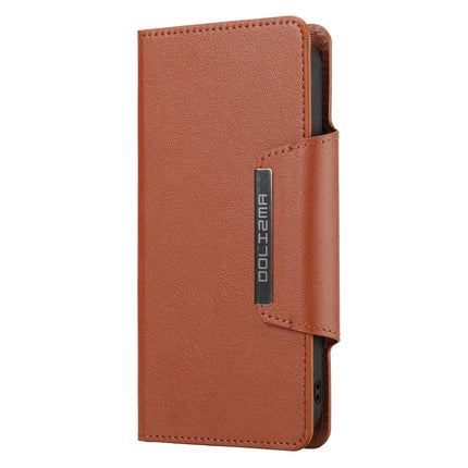 Ultra-thin Separable Magnetic Horizontal Flip Leather Case with Card Slot & Wallet For iPhone 13 Pro(Brown)-garmade.com