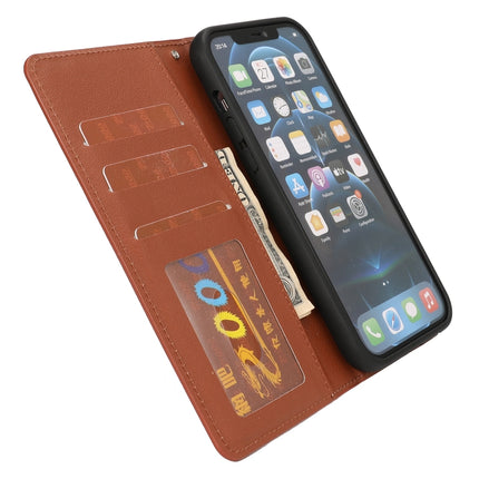 Ultra-thin Separable Magnetic Horizontal Flip Leather Case with Card Slot & Wallet For iPhone 13 Pro(Brown)-garmade.com