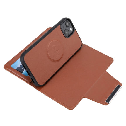 Ultra-thin Separable Magnetic Horizontal Flip Leather Case with Card Slot & Wallet For iPhone 13 Pro(Brown)-garmade.com