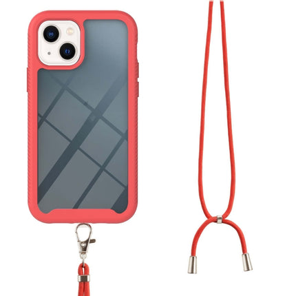 Starry Sky Solid Color Series Shockproof PC + TPU Protective Case with Neck Strap For iPhone 13(Red)-garmade.com