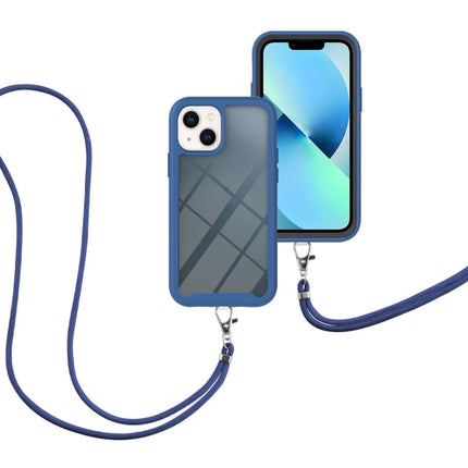Starry Sky Solid Color Series Shockproof PC + TPU Protective Case with Neck Strap For iPhone 13(Blue)-garmade.com