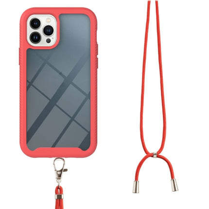 Starry Sky Solid Color Series Shockproof PC + TPU Protective Case with Neck Strap For iPhone 13 Pro Max(Red)-garmade.com