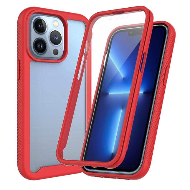Starry Sky Solid Color Series Shockproof PC + TPU Case with PET Film For iPhone 13 Pro Max(Red)-garmade.com
