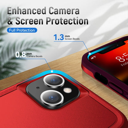 Pioneer Armor Heavy Duty PC + TPU Shockproof Case For iPhone 13(Red)-garmade.com