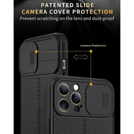 Litchi Texture Sliding Camshield TPU Protective Case For iPhone 13 mini(Black)-garmade.com