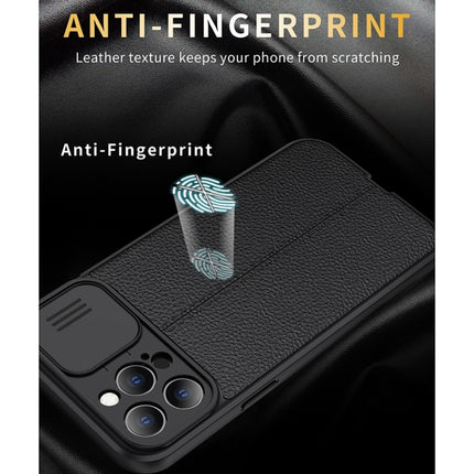 Litchi Texture Sliding Camshield TPU Protective Case For iPhone 13 mini(Black)-garmade.com