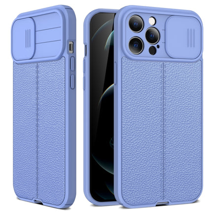 Litchi Texture Sliding Camshield TPU Protective Case For iPhone 13(Light Purple)-garmade.com