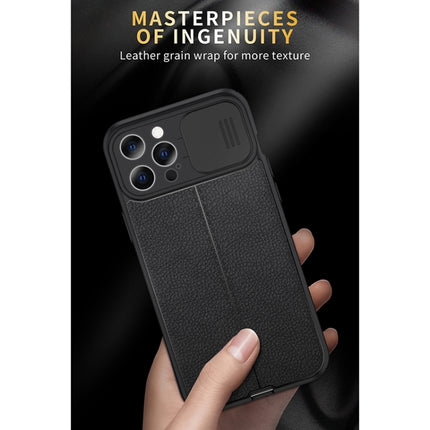 Litchi Texture Sliding Camshield TPU Protective Case For iPhone 13 Pro Max(Black)-garmade.com