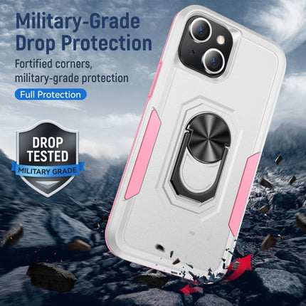 Pioneer Armor Heavy Duty PC + TPU Shockproof Case with Holder For iPhone 13 mini(White)-garmade.com