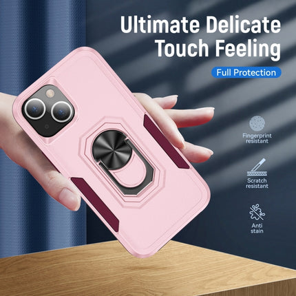 Pioneer Armor Heavy Duty PC + TPU Shockproof Case with Holder For iPhone 13 mini(Pink)-garmade.com