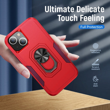 Pioneer Armor Heavy Duty PC + TPU Shockproof Case with Holder For iPhone 13 mini(Red)-garmade.com