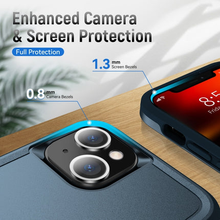 Pioneer Armor Heavy Duty PC + TPU Shockproof Case with Holder For iPhone 13(Blue)-garmade.com