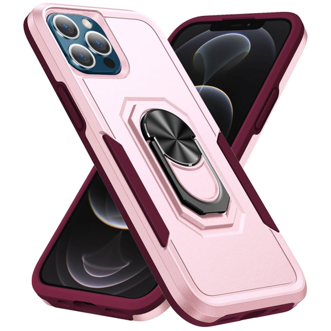 Pioneer Armor Heavy Duty PC + TPU Shockproof Case with Holder For iPhone 13 Pro Max(Pink)-garmade.com