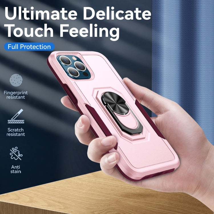 Pioneer Armor Heavy Duty PC + TPU Shockproof Case with Holder For iPhone 13 Pro Max(Pink)-garmade.com