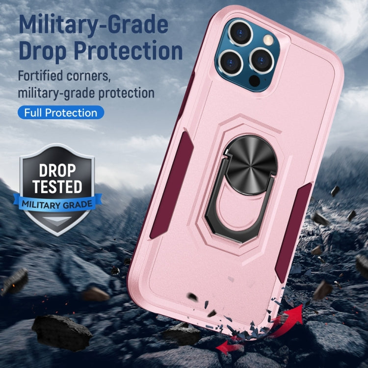 Pioneer Armor Heavy Duty PC + TPU Shockproof Case with Holder For iPhone 13 Pro Max(Pink)-garmade.com